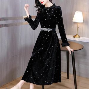 Casual Dresses 2024 Style Fashion Elegant Relaxed Thin Womens Winter With Velvet And Thick Dress