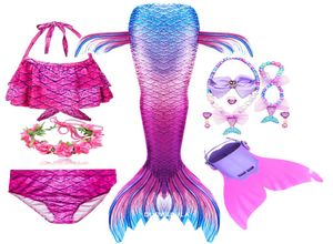 2021 Mermaid Tail Summer Girls Ubrania dziecięce kąpiel kąpielowy kostium kąpielowy Dziewczyny Dziewczyny pływowate bikini dziewczyny monofin do pływania9724474