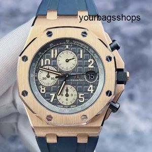 Güzel kol saati AP İzle Royal Oak Offshore Serisi 26470or Gri Disk 18k Gül Altın Erkekler İzle 42mm Kredi Kartı