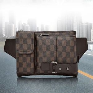 Mens Fashion Streetwear Waist Bags Plaid Brief Multifunction Waterproof Contrast Color Casual Zipper High Capacity Bags296Z