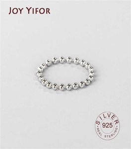 Real 925 prata esterlina frisado anéis de polegar para mulheres simples pontilhado pilha anel 2019 minimalista ajustável bola anéis banda q07082125730
