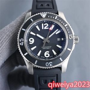 U1 Top AAA Bretiling Luxury New Mens Watch Ocean Rotatable Bezel Superocean Black Blue Rubber Stainless Steel Sapphire Glass Automatic Mechanical Movement Watches