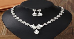 New Arrival Two Pieces Bridal Jewelry 2019 Necklace and Earrings Wedding Accessories Diamond Flowers Wedding Jewelry46018321506025