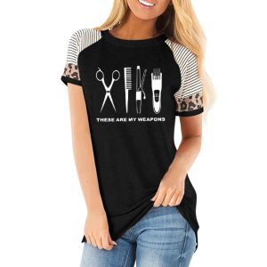 T-shirt Barber T Shirt Women Short Sleeve ONeck Hairdresser Weapon Tshirt Woman scissors Clothing Tops Girl Casual Top Tees