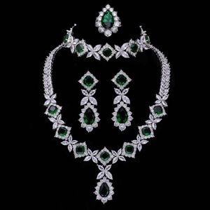 Ustaca lüks 4pcs gelin zirkonya takı setleri kadınlar için dubai nijerya kristal düğün mücevher setleri 240228