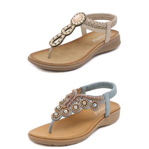 Pantofole Bohemian Sandali Gladiatore Sandalo con zeppa da donna Scarpe da spiaggia elastiche da donna String Bead Color7 GAI 59 S S s