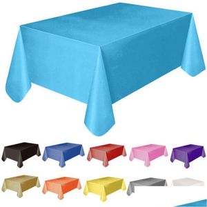 Decorações de casamento Plástico Descartável Cor Sólida Toalha de Mesa de Aniversário Festa de Natal Er Wipe Ers Rec Desk Pano Drop Entregar DHA4L