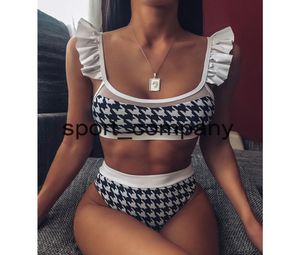 Yüksek bel bikini yeni baskı fırfırları mayo kadın dantel mayo kadınları yaz bikini set mayo yüzme4978135