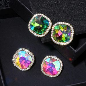 Stud Küpe Moda Lüks Takı Renk Kristal Rhinestone Meydanı Kadın Altın Renk Küpe Aksesuarları Brincos WX035