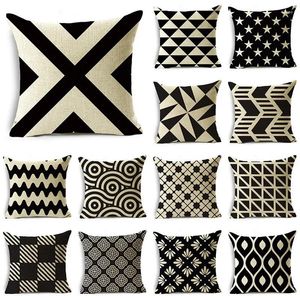Travesseiro moderno padrão geométrico preto e branco lance fronha casa sofá quarto capa de cabeceira 40 40cm/45 45cm/50 50cm