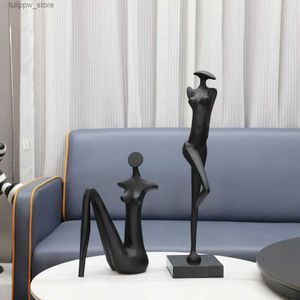 Dekorativa föremål Figurer Creative Black Metal Figure Sculpture Abstract Human Body Metal Figurin Dekorativ Handikraft Hemdekoration Tillbehör