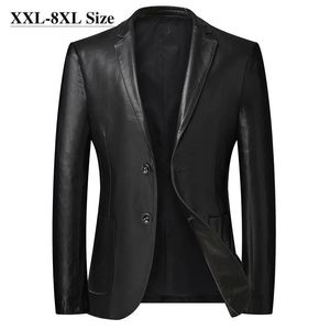 Plus size 6xl 7xl 8xl jaqueta de terno de couro dos homens 2023 outono clássico preto negócios casual solto casacos do plutônio masculino marca 240223