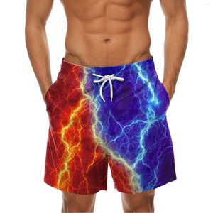 Men's Shorts Men Board Fashion Color Contrast 3d Digital Print Swimming Trunks Drawstring Double Pocket Beach Vacation Swimwear