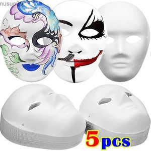 Designerskie maski 1/5pcs DIY Full Face Białe maski na Halloweenowe kostiumy DIY puste papierowe malarstwo maska ​​taniec duch cosplay maske maska ​​masku men wmen