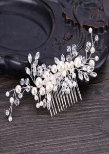 Matrimonio da sposa damigella d'onore pettini diademi argento fatto a mano strass perle fasce accessori per capelli di lusso copricapo tiara oro Jew3454785