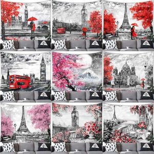 Tapisserier Paris Eiffeltornet Tapestry Wall Hanging London Decor Party Home Decoration Bakgrund