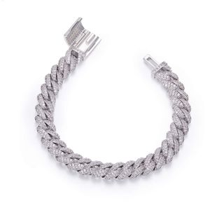 Pronto para enviar atacado luxo 10mm moissanite 925 prata cubana link pulseira para homens banhado a platina gelado corrente hip hop