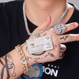 Custom Ice Out Credit Card Chain Pendant 925 Sterling Silver Baguette Initial Vvs Moissanite Diamond Pendant Link Chain Hip Hop
