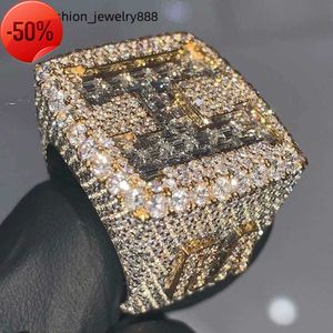 Hip Hip Hop Hop Jewelry Ring VVS Moissanite 925 Silverringar för män Iced Out