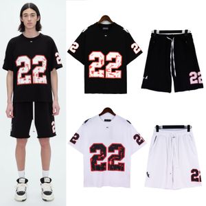 Designer Men's Tracksuits Digital Letter Print Fashion Retro Summer Men's Loose Jersey T-shirt Shorts Two Piece Set