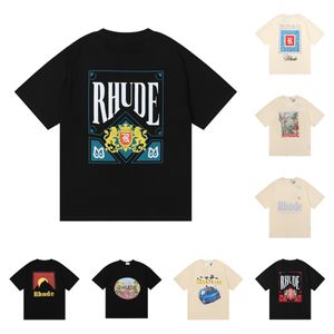 tshirt rhude erkek tshrit tasarımcı giyim rhude t shirt rhude tasarımcı t shrit rhude tasarımcı gömlek kısa kollu nefes alabilen pamuk baskılar rahat yaz gevşek yaz