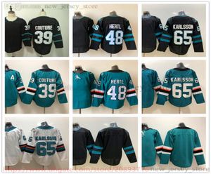 Movie College Ice Hockey Wears Jerseys Stitched 39LoganCouture 48TomasHertl 65ErikKarlsson Blank Black Green White Men Jersey3873894