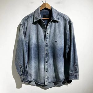 2024SS Fashion Casual Wash Vintage Denim Shirt for Men Coat Streetwear High Street