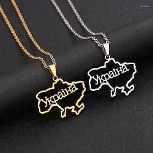 Halsband Ukraine Karte Anhänger Unisex Halskette Geometrische Art Ketten Titan Stahl Schmuck Für Frauen Zubehör Kreatives Geschenk