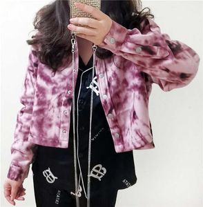 Grundläggande avslappnade klänningar Foreign Original Single Spring Autumn Winter Plush Camouflage Purple Liten Lapel Loose Casual Motorcykelstil Fort Kort bakre lång