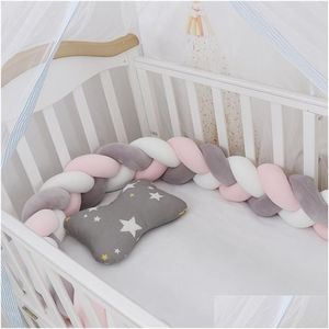 Sängskenor 100 cm Bed Braid Knot Kudde kudde stötfångare för spädbarn barn Crib Protector Cot Room Decor Anti-Collision 29 Drop Delivery Bab DH9kn