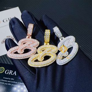 GRA Certificates Hip Hop Iced Out Fire Jewelry Sterling Sier Vvs1 Moissanite Initial B Letter Pendant
