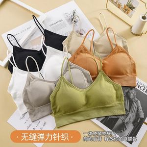 Camisoles Tanks Underwired Padded Camisole Wrapped Chest Tube Top Seamless Anti-Exposure Sports Back Shaping Bra Women