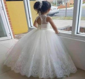 White Flower Girl Dresses Tulle Beading Appliqued Pageant Dresses For Girls First Communion Dresses Kids6180281