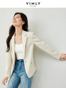 Vimly Office Lady Elegant Blazers Jackets for Women Spring Business Work Shoulder-pad Breathable Soft Tailored Coat M5956 240229