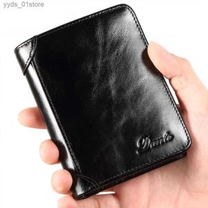 Money Clips Dante 2022 Hot äkta läder Men plånbok Small Mini Card Holder Male Retro Fashion Man Wallet Pocket Retro Plånbok Högkvalitativ L240306