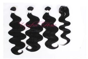 Omnre blå kroppsvåg hår väver Elaz Christmas 4 -buntar med stängning Sew in Hair Weave Marley Machine Double Hair Wefts Weaves 3902620