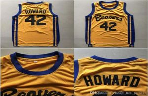 High Top Men 42 Scott Howard Jerseys Moive Basketball Beacon Beavers Jerseys Yellow American Film Version State Cheap Stitched Qua1124242