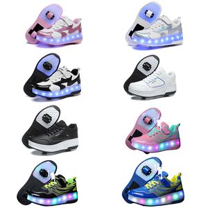 Children's violent walking shoes, boys and girls, adult explosive walking shoes, double wheeled flying shoes, lace shoes, and wheeled shoes, roller skates 38