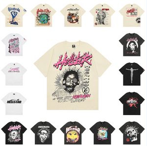 Erkekler T-Shirts Hellstar Tasarımcı Yaz Tişört Grafik Kadın Tees Hipster Street Grafiti Yazı Baskı Yıkanmış Kumaş Vintage Moda Kısa Kollu Çift Giyim