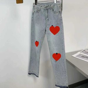 Jeans neri Ch a gamba dritta originali del designer Pantaloni incrociati lavati con etichetta in pelle casual da uomo e da donna di alta strada