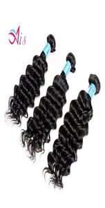 Grade 7A 1228inches Deep Wave Hair Weaves 3Bundleslot Full Head Brazilian Wavy Hair Natural 1B Human Hair2988995