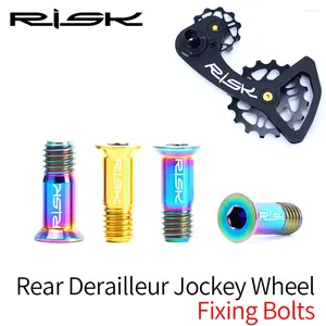 Bike Derailleurs RISK 2pcs/box Road Mountain Bicycle M5 14.2mm Shift Rear Derailleur Pulley Jockey Wheel Fixing Bolts Screws Titanium Alloy