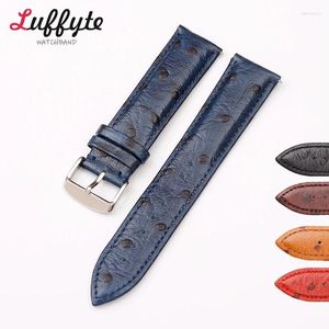 Watch Bands Genuine Leather Watchband 18mm 20mm 22mm Ostrich Pattern Black Blue Yellow Quick Release Strap Belt Accessories