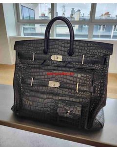 Äkta läder handgjorda handväska BK50 handväskor anpassade stil totes väskor män och kvinnors affärsresa bagage väska stor kapacitet bärbar rese bahave logo hbj2