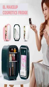 8L Mini Cosmetic Fridge Portable Beauty Refrigerator WIth LED Lamp Makeup Mirror CoolingHeating zer For Home Car Use Travel H363739556009