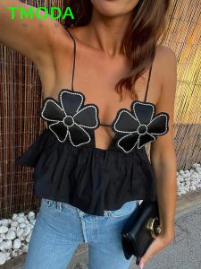 Camis T Moda Женщины сексуальные глубокие V Sece Shinning Searened Flower Design Chic Sling Camis Tank Lady Spaghetti Brap Blap Tops Outwear