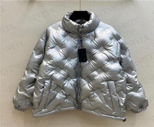 Gümüş Kabartmalı Ceketler Kadınlar ve Erkekler İçin Parkas Tasarımcı Baskı Bayan Katlar Windinger Puffer Ceket Her iki tarafı da giyebilir3598088