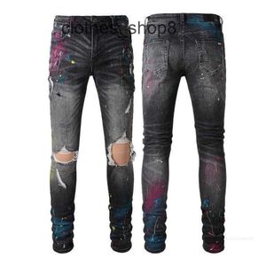 Джинсовые джинсы Amirs Дизайнерские брюки Мужские осенние модные брендовые облегающие эластичные мужские леггинсы с рваными нашивками Индивидуальные молодежные 7ZDU