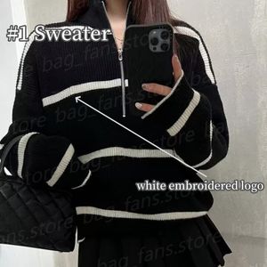 Soft Designer Sweaters with Half Zipper Short Sleeve T-shirts Fashion High Quality Striped Knitted Top Stand Collar Sweatshirts 26474