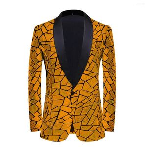 Męskie garnitury błyszczące złote cekiny laserowe Blazer Sucible Men Men Shawl Lapel Sukienka Blazery 70s Disco Party Wedding Prom Tuxedo 3xl